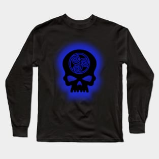 Blue Celtic Skull Long Sleeve T-Shirt